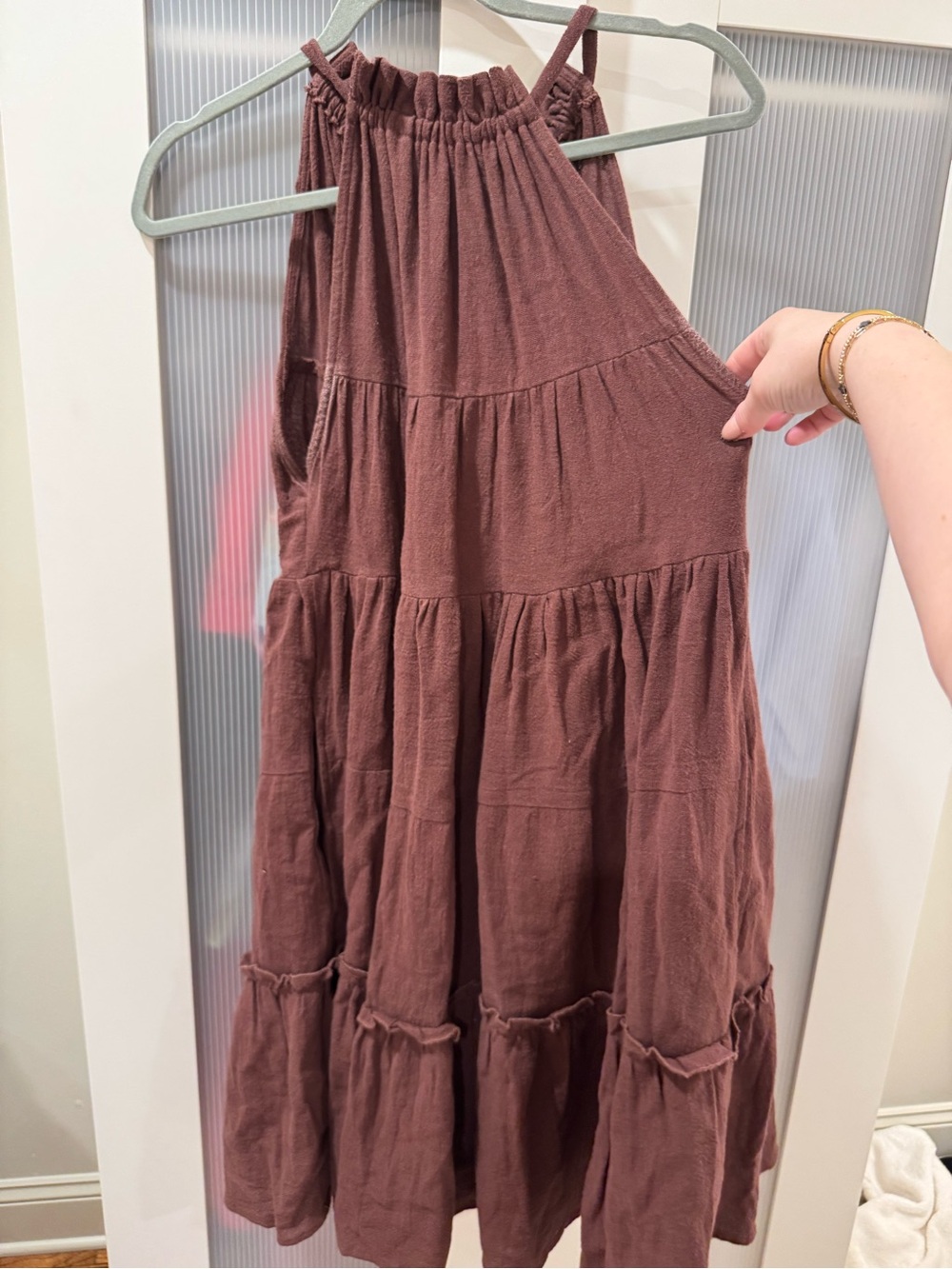 Free People Brown Tiered Halter Maxi Dress Size Medium